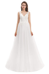 Wedding Dresses Dress, Tulle V-neck Appliques Wedding Dresses