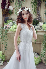 Wedding Dresses Websites, V-Neck A-Line Wedding Dresses