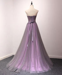 Bridesmaid Dresses Velvet, Pruple Tulle Sweetheart Neck Long Prom Dress, Evening Dress