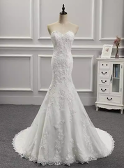 White Mermaid Lace Sweetheart Wedding Dress