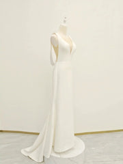 Party Dressed Short, White v neck long prom dress, white evening dress