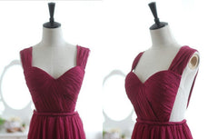 Backless Wine Red/Burgundy Chiffon Prom Dress/Bridesmaid Dress