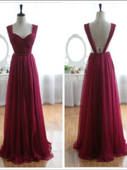 Backless Wine Red/Burgundy Chiffon Prom Dress/Bridesmaid Dress