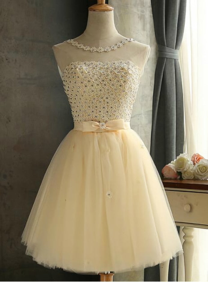 Yellow Beading Homecoming Dress